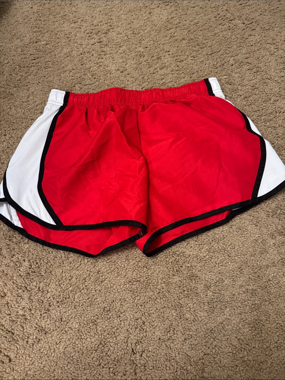 Athletic Works Red Women's Athletic Shorts with White Panels